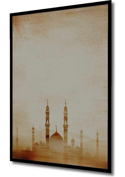 Çerçeve Görünümlü Osmanlı Cami Silüeti Yağlı Boya Görünümlü Dekoratif Ahşap Işyeri/ofis Kare Tablo fiyatları