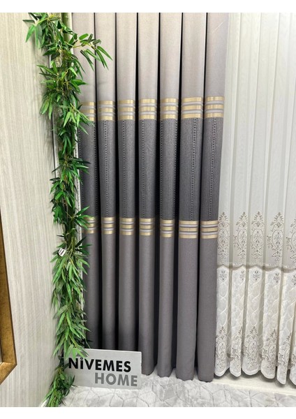 Mızraklı FT632256 V-5403 Gri 1/3 Sık Pile Fon Perde Apm