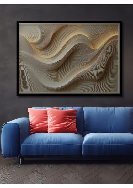 Çerçeve Görünümlü Dalgalı Işıklar Modern Sanat Dekoratif Ahşap Ev/işyeri/ofis Kare Tablo