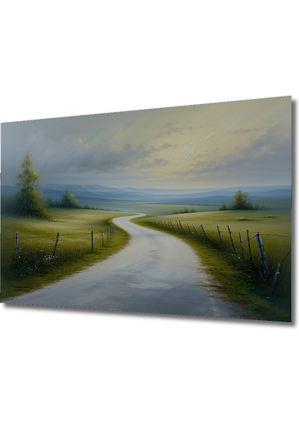 Huzurlu Kır Yolu Yağlı Boya Görünümlü Dekoratif Ahşap Ev/işyeri/ofis Kare Tablo fiyatları