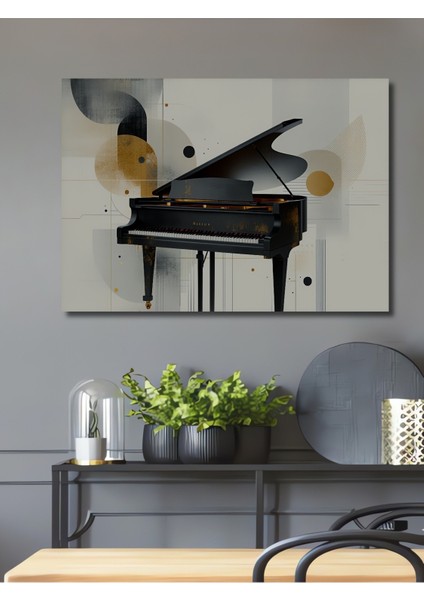 Altın Dokunuşlu Piyano Modern Sanat Ev/işyeri/ofis Dekoratif Ahşap Kare Tablosu