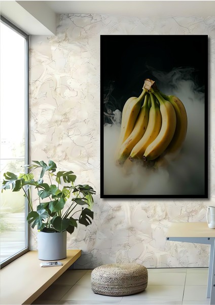 Çerçeve Görünümlü Dumanlı Muzlar Modern Sanat Dekoratif Ahşap Ev/işyeri/ofis Kare Tablo