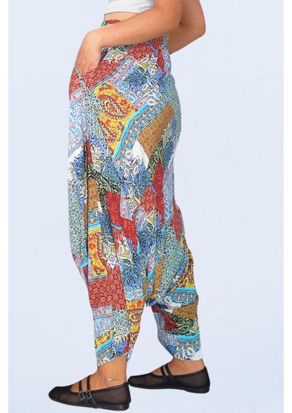 Viskon Kumaş Çift Cepli Bohem Tarzı Kadın Şalvar fırsatları