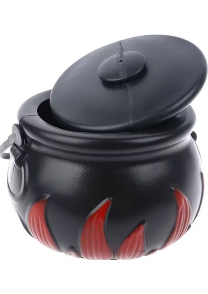 Kapaklı Halloween Cadı Kazanı Şeklinde Plastik Alevli Şeker Toplama Kovası Büyük Boy fırsatları