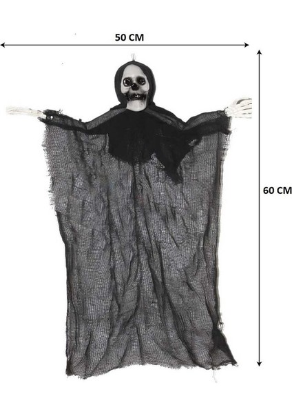 Halloween 1 Adet 50X60 cm Jüt Kumaş Kafatası Kurukafalı Iskelet Elli Dekor Korkuluk Süsü
