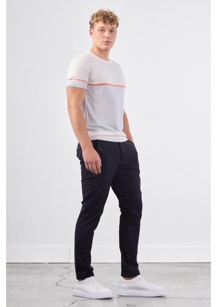 Ekru Bisiklet Yaka Çift Renk Slim Fit Triko Tshirt fiyatları