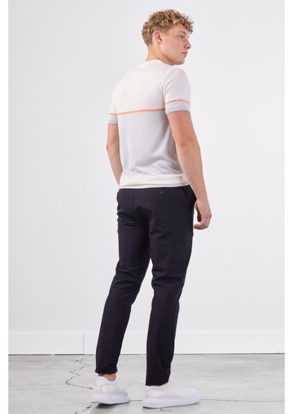 Ekru Bisiklet Yaka Çift Renk Slim Fit Triko Tshirt modelleri