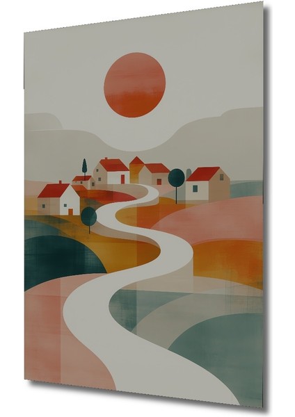 Minimalist Köy Manzarası Dekoratif Ahşap Ev/işyeri/ofis Kare Tablo fiyatları