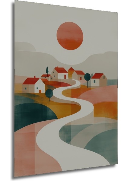 Minimalist Köy Manzarası Dekoratif Ahşap Ev/işyeri/ofis Kare Tablo modelleri