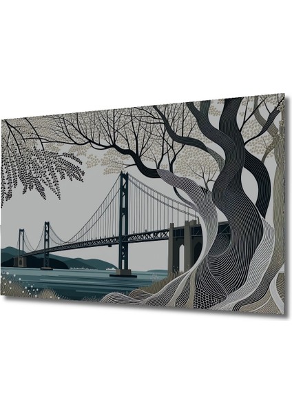 San Francisco Köprüsü Çizgisel Görünümlü Modern Sanat Dekoratif Ahşap Ev/işyeri/ofis Kare Tablo fiyatları