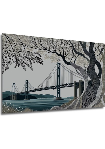 San Francisco Köprüsü Çizgisel Görünümlü Modern Sanat Dekoratif Ahşap Ev/işyeri/ofis Kare Tablo modelleri