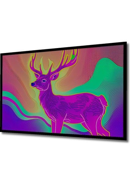 Çerçeve Görünümlü Neon Renkli Geyik Modern Sanat Dekoratif Ahşap Ev/işyeri/ofis Kare Tablo fiyatları
