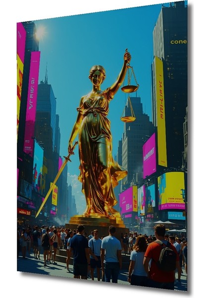 Adalet Tanrıçası Times Meydanı Yağlı Boya Görünümlü Dekoratif Ahşap Ev/işyeri/ofis Kare Tablo fiyatları