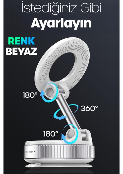 Magnetpro 360° Ayarlanabilir Araç Içi Masa Üstü Vakumlu Mıknatıslı Magsafe Telefon Tutucu Beyaz fiyatları