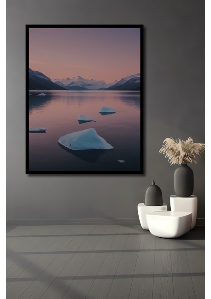 Çerçeve Görünümlü Buzdağı Rüyası Pastel Boya Görünümlü Dekoratif Ahşap Ev/işyeri/ofis Kare Tablo