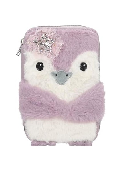 13158 Princess Mimi Penguin - Leylak ve Krem Renginde Doldurulmuş 2 Bölmeli Kalem Kutusu, Penguen Motifli ve Pelüş Kürk, Renkli Kalemler, Cetvel, Makas ve Çok Daha Fazlası Içeren Kalem Kutusu modelleri