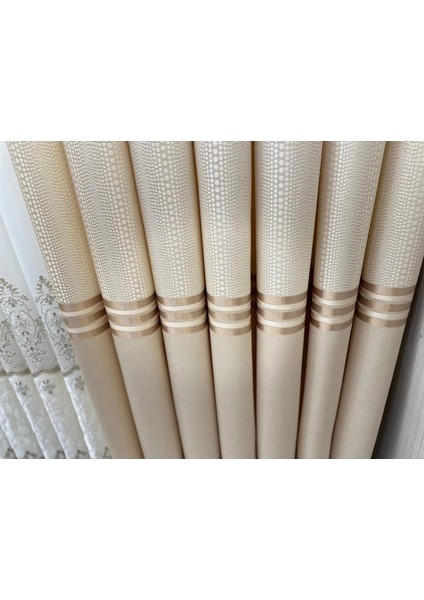 Nivemeshome Mızraklı FT632256 V-101 Krem 1/3 Sık Pile Fon Perde Apm