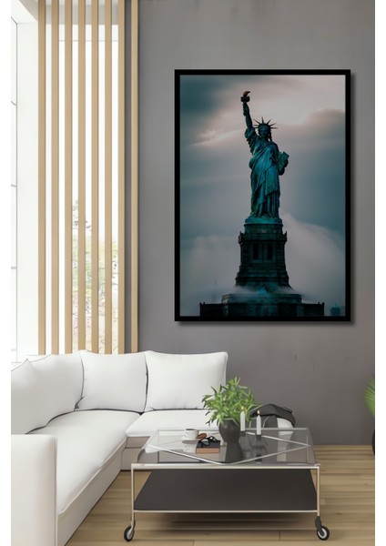 Çerçeve Görünümlü Özgürlük Heykeli Yağlı Boya Görünümlü Dekoratif Ahşap Ev/işyeri/ofis Kare Tablo