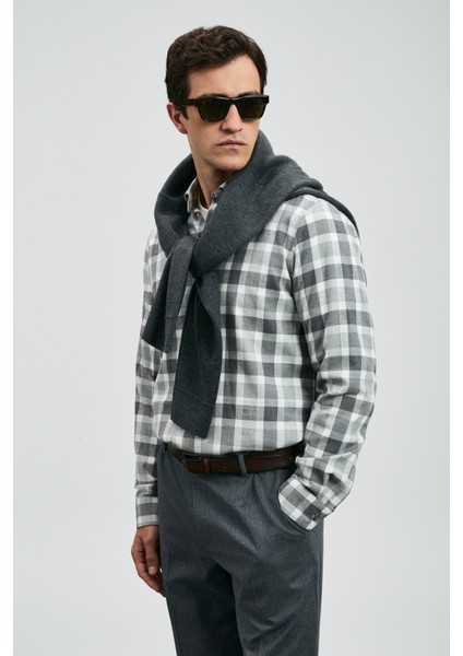 Quel Erkek Basic Gömlek Regular Fit Gri