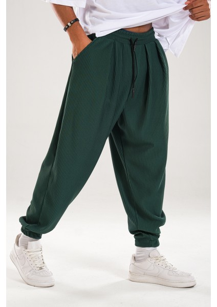 Erkek Yeşil Fitilli Pileli Relax Fit Şalvar Pantolon COC1128 modelleri