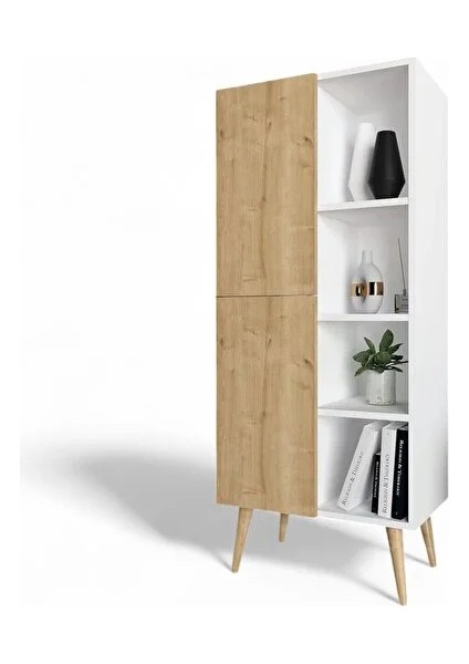 Logo Tex Çalışma Masası Takımı – Bilgisayar Masası, Kitaplık, Meşe-Beyaz