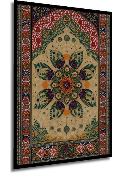 Çerçeve Görünümlü Osmanlı Çiçek Bahçesi Yağlı Boya Görünümlü Dekoratif Ahşap Işyeri/ofis Kare Tablo modelleri