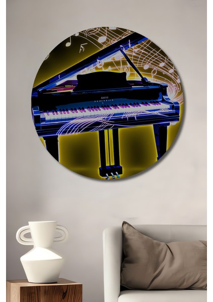 Neon Işıltılı Piyano Modern Sanat Dekoratif Ahşap Ev/işyeri/ofis Yuvarlak Tablo