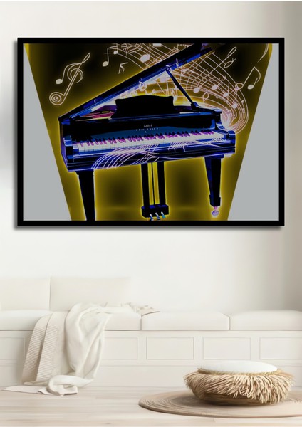 Çerçeve Görünümlü Neon Işıltılı Piyano Modern Sanat Dekoratif Ahşap Ev/işyeri/ofis Kare Tablo