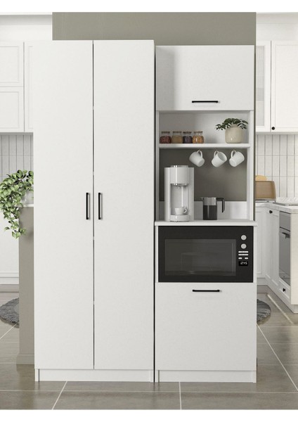 Tuco 1 Kapakli - Tuco 5 Rafli Çok Amaçlı Dolap Beyaz