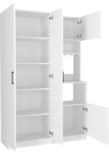 Tuco 1 Kapakli - Tuco 5 Rafli Çok Amaçlı Dolap Beyaz