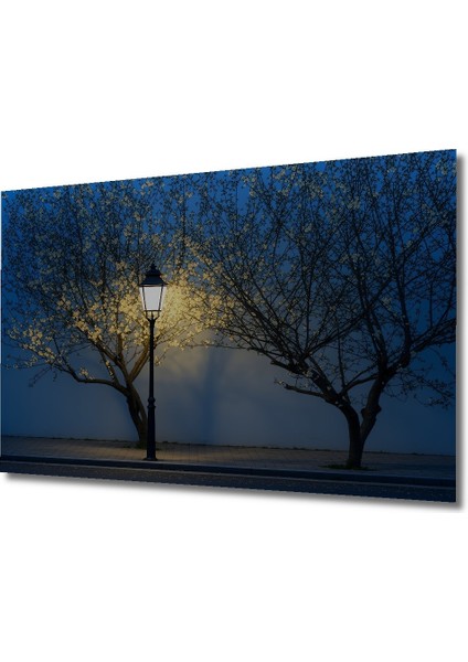 Gece Çiçekleri ve Lamba Yağlı Boya Görünümlü Dekoratif Ahşap Ev/işyeri/ofis Kare Tablo fiyatları