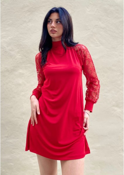 Kadın Uzun Kollu Damla Detaylı Sandy Mini Elbise