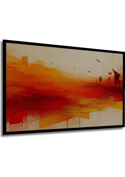 Çerçeve Görünümlü Kızıl Savaş Alanı Yağlı Boya Görünümlü Dekoratif Ahşap Ev/işyeri/ofis Kare Tablo modelleri