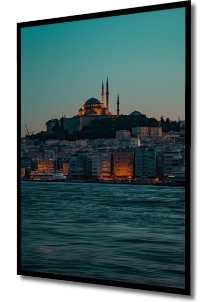Çerçeve Görünümlü Istanbul Silüeti Yağlı Boya Görünümlü Dekoratif Ahşap Ev/işyeri/ofis Kare Tablo fiyatları