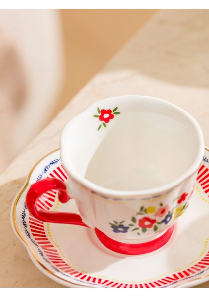 Çiçek Baskılı 2 Kişilik Porselen Kahve Fincan Takımı 90 ml (W5) modelleri