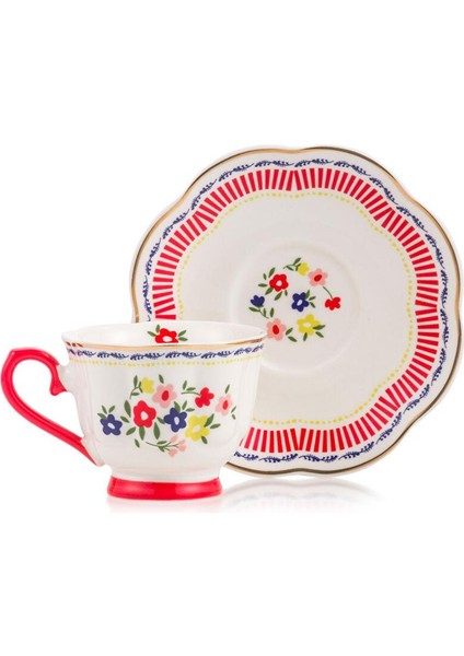 Çiçek Baskılı 2 Kişilik Porselen Kahve Fincan Takımı 90 ml (W5) indirimleri