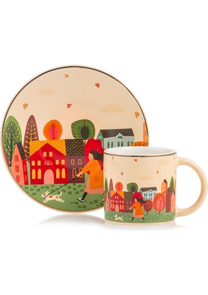 Baskılı 2 Kişilik Porselen Kahve Fincan Takımı 90 ml (W5) indirimleri