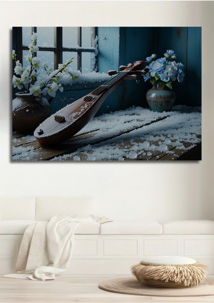 Karda Mandolin Çiçekleri Dekoratif Ahşap Dekoratif Ev/işyeri/ofis Kare Tablo