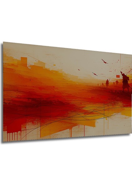 Kızıl Savaş Alanı Yağlı Boya Görünümlü Dekoratif Ahşap Ev/işyeri/ofis Kare Tablo modelleri