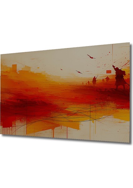Kızıl Savaş Alanı Yağlı Boya Görünümlü Dekoratif Ahşap Ev/işyeri/ofis Kare Tablo fiyatları