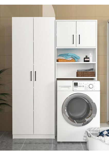 Lumy Çamaşır Makinesi -Tuco 5 Raflı Çok Amaçlı Dolap Beyaz