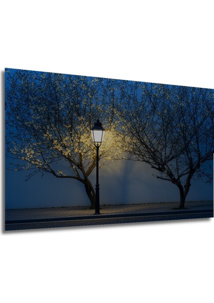 Gece Çiçekleri ve Lamba Yağlı Boya Görünümlü Dekoratif Ahşap Ev/işyeri/ofis Kare Tablo modelleri