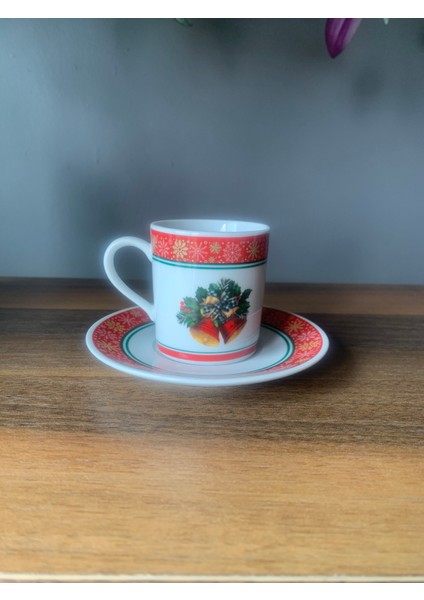 Yeni Yıl-Noel Çan Model 4 Parça 2 Kişilik Porselen Türk Kahvesi Fincan Takımı modelleri