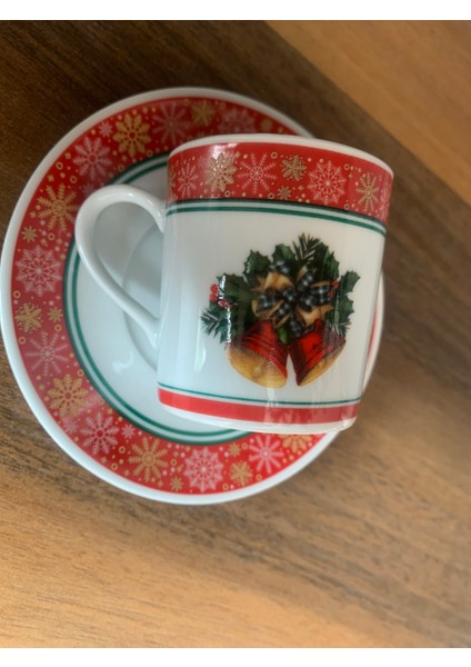 Yeni Yıl-Noel Çan Model 4 Parça 2 Kişilik Porselen Türk Kahvesi Fincan Takımı fırsatları