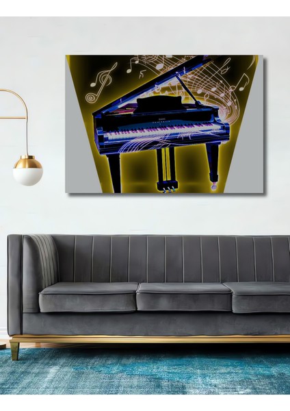 Neon Işıltılı Piyano Modern Sanat Dekoratif Ahşap Ev/işyeri/ofis Kare Tablo
