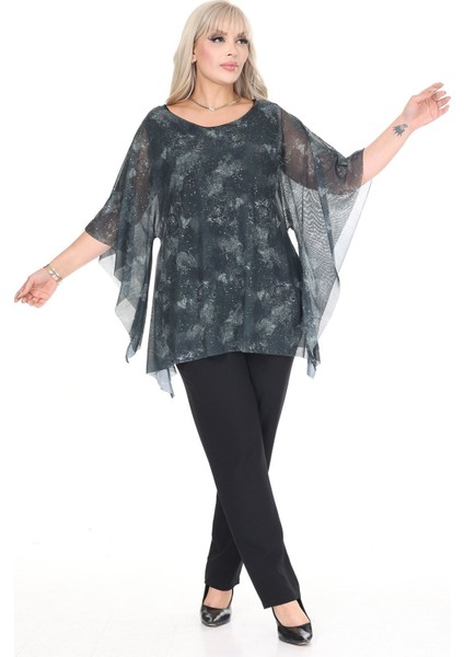 Büyük Beden Sim ve Kol Detaylı Akışkan Bluz 44C-2695 modelleri