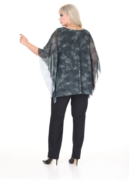 Büyük Beden Sim ve Kol Detaylı Akışkan Bluz 44C-2695 fırsatları