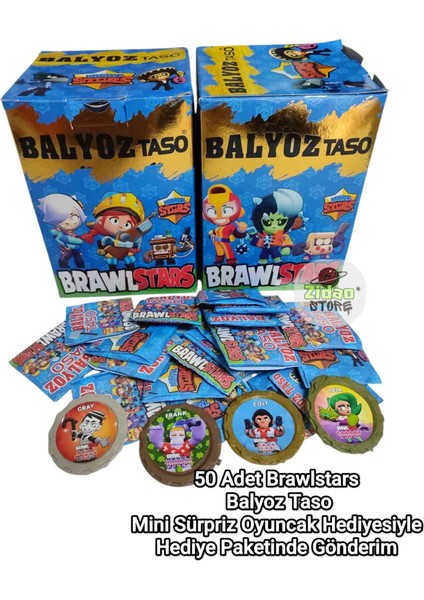 Brawl Stars Balyoz Taso 50 Adet | Mini Sürpriz Oyuncak ve Şeker Hediyeli | Hediye Paketli fiyatları