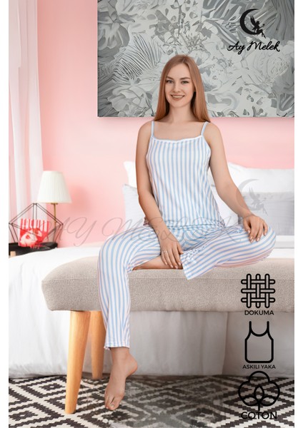 Kadın Pijama Takımı Pamuklu Lüx Askılı Pijama Seti fiyatları