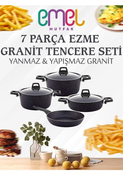 7 Parça Ezme Granit Tencere Seti